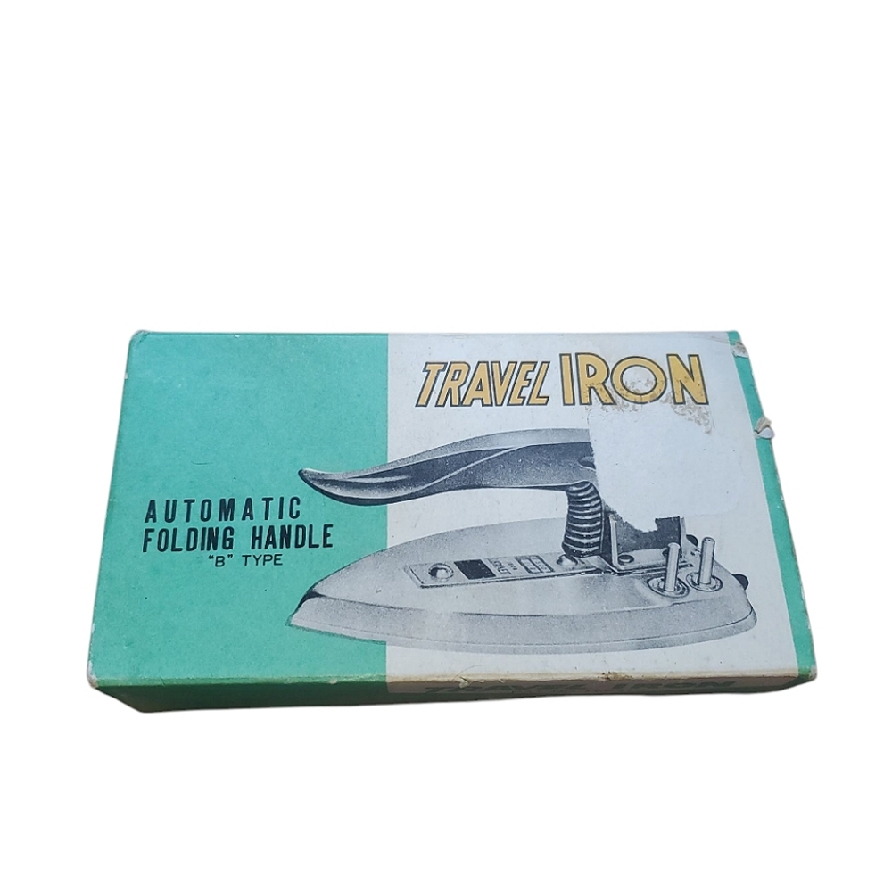 Vintage Travel Iron And Box